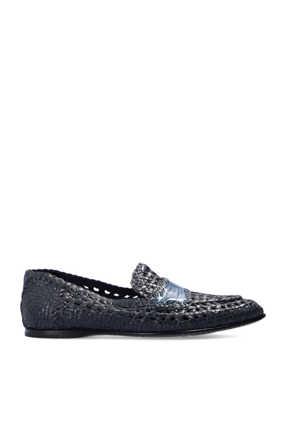 Dolce & Gabbana sequin-embellished double-breasted suit Leather loafers